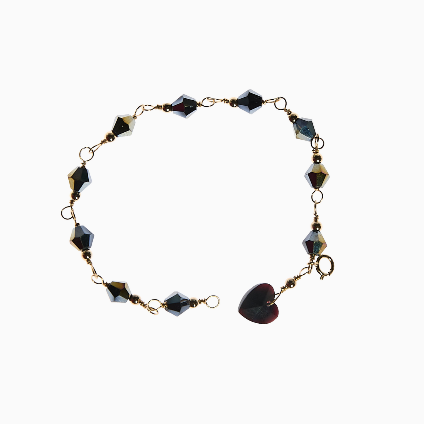 Black Eternal Heart Bracelet | Handmade 14k Gold-Filled