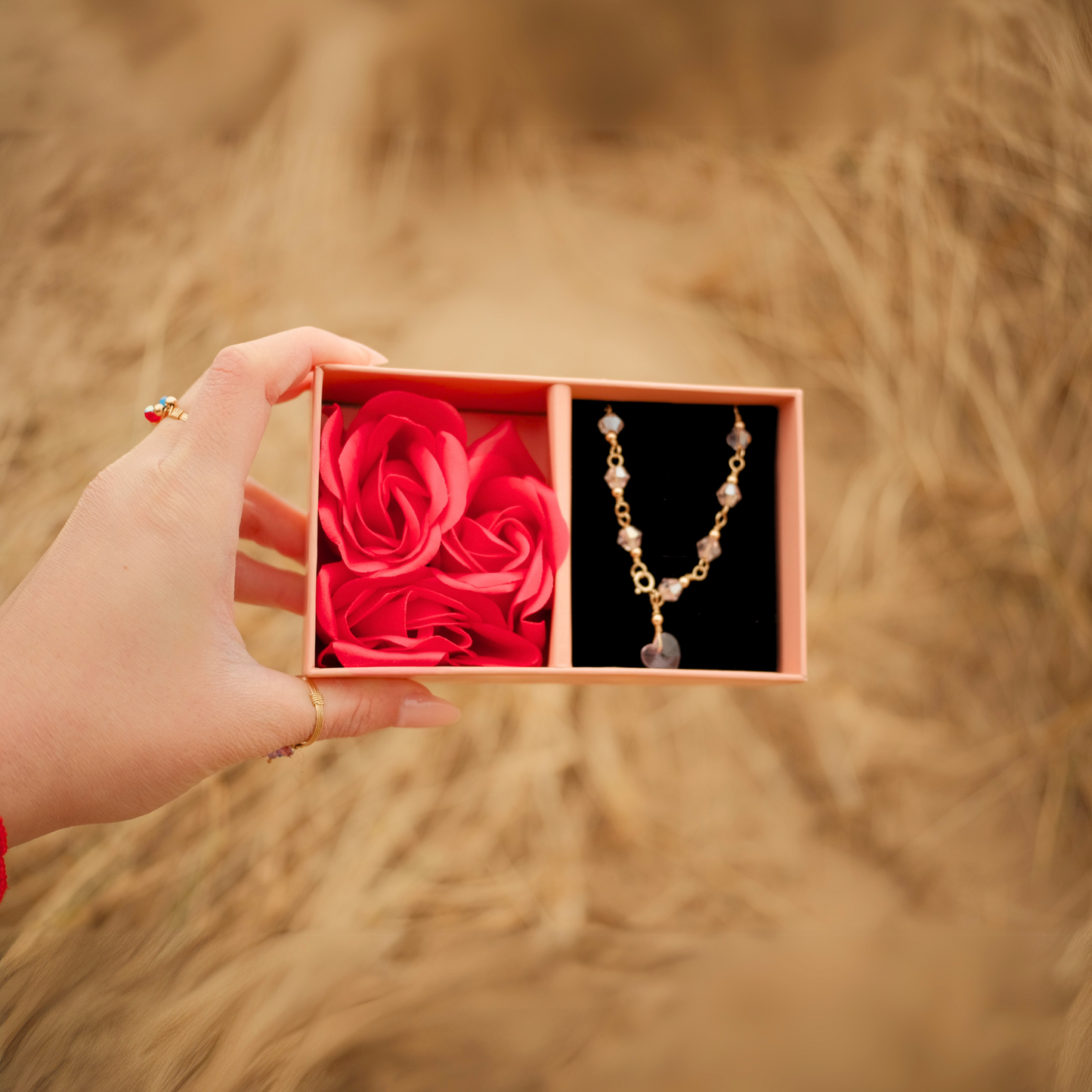 Pink Eternal Heart Bracelet | Handmade 14k Gold-Filled