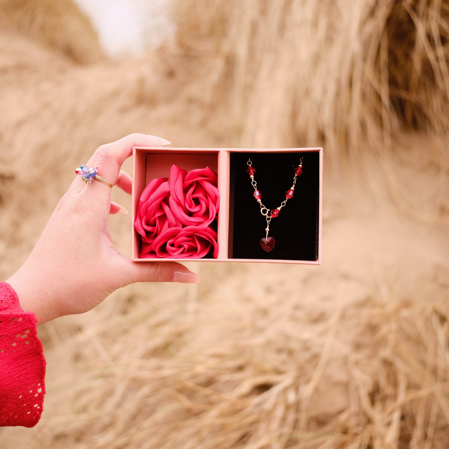 Red Eternal Heart Bracelet | Handmade 14k Gold-Filled