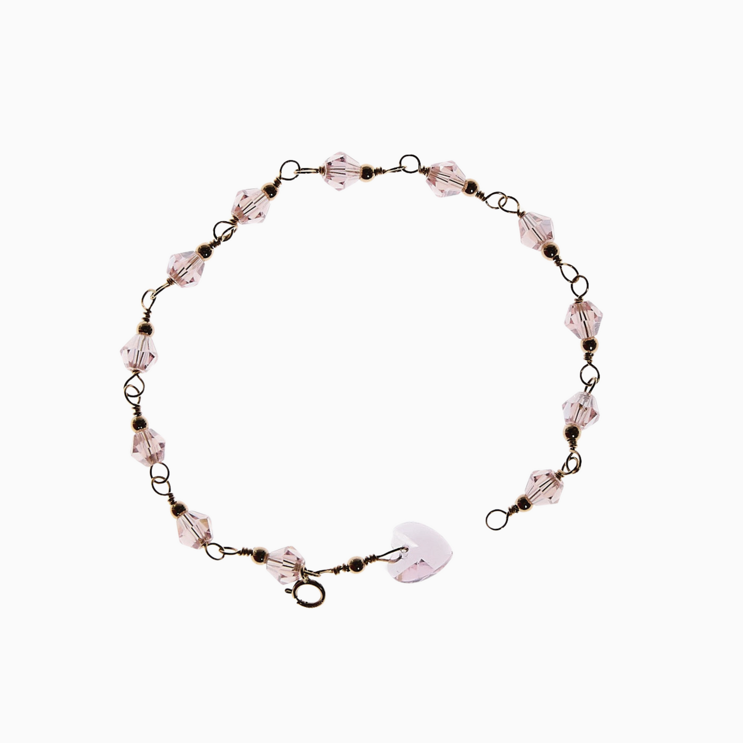 Pink Eternal Heart Bracelet | Handmade 14k Gold-Filled