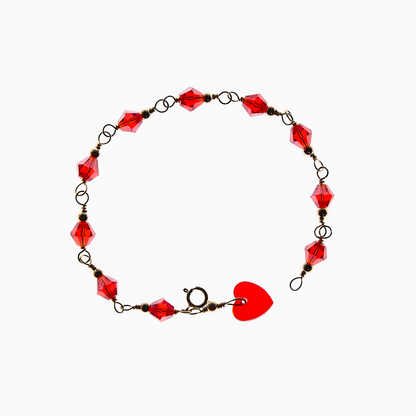 Red Eternal Heart Bracelet | Handmade 14k Gold-Filled