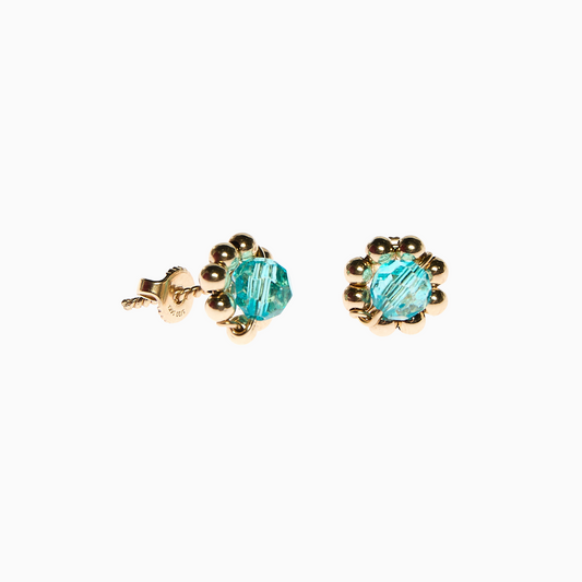 The Single Petal Stud Earrings | Handmade 14K Gold Filled with Customisable Crystal