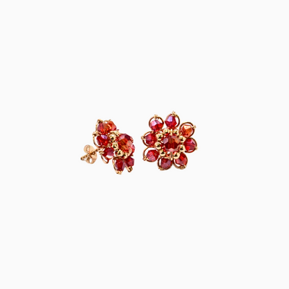 The Double Petal Stud Earrings | Handmade 14K Gold Filled with Customisable Crystal