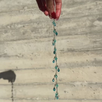 Video of the March Birthstone Aquamarine Inspired Water Teardrop Crystals Sparkle: A Handmade 14k Gold-Filled Bracelet Shimmers in the Sunlight
